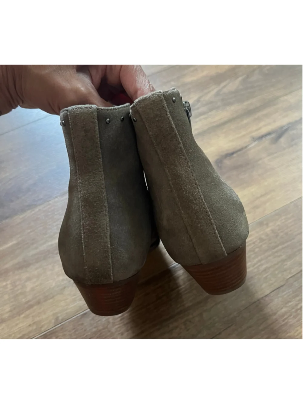 Marc Fisher Wanida Studded Taupe Suede Ankle Boots Size 6